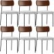 Kit 06 Cadeiras Estofadas Para Sala De Jantar Melina L02 Couríssimo Marrom Bouclê Cinza - Lyam Decor