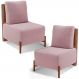 Kit 02 Poltronas Decorativas Sala de Estar Living Hungria L02 Couríssimo Camel Bouclê Rosê - Lyam