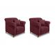 Conjunto com 2 Poltronas Abruzzo Veludo Vinho
