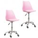 Kit 2 Cadeiras Office Base Cromada Com Rodizio Girat¢ria Saarinen Rosa