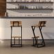 Banqueta Z Alta 95cm Bistrô Madeira Maciça e Aço Carbono Design Industrial e Sustentável - MadeiLed