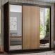 Guarda-Roupa Casal Madesa Reno 3 Portas de Correr com Espelhos - Preto/Rustic