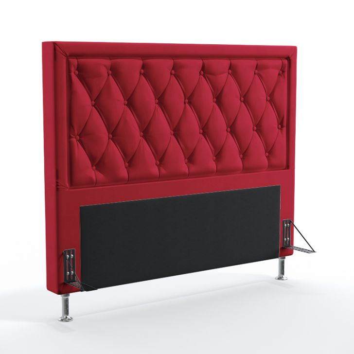 Cabeceira Estofada Centaurus 160 Para Cama Queen Sued Vermelho Aradecor