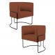 Kit 2 Poltronas Decorativas Base Aço Betina B-355 Linho Laranja - Domi