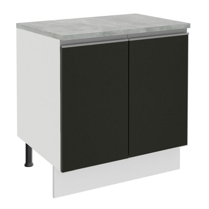 Balcão Armário de Cozinha 80 cm 2 Portas Branco/Preto Glamy Madesa