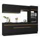 Armário de Cozinha Completa 5 peças com Rodapé MP2180 Made Multimóveis Preto/Dourado