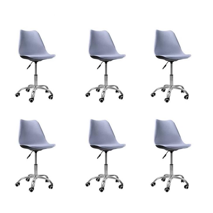 Kit 06 Cadeiras Office Base Cromada Giratória Saarinen - Cinza