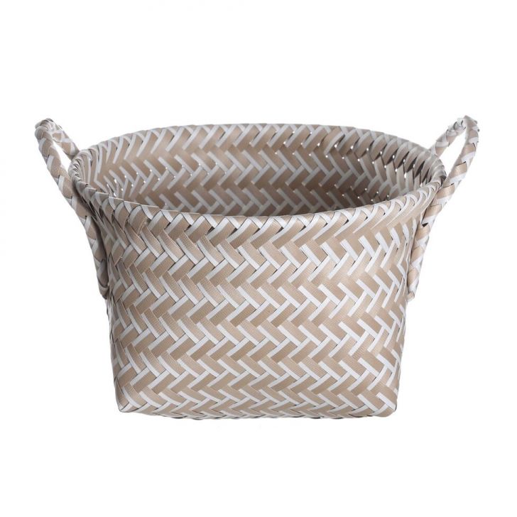 Cesto Tramado Baixo Branco 27 cm