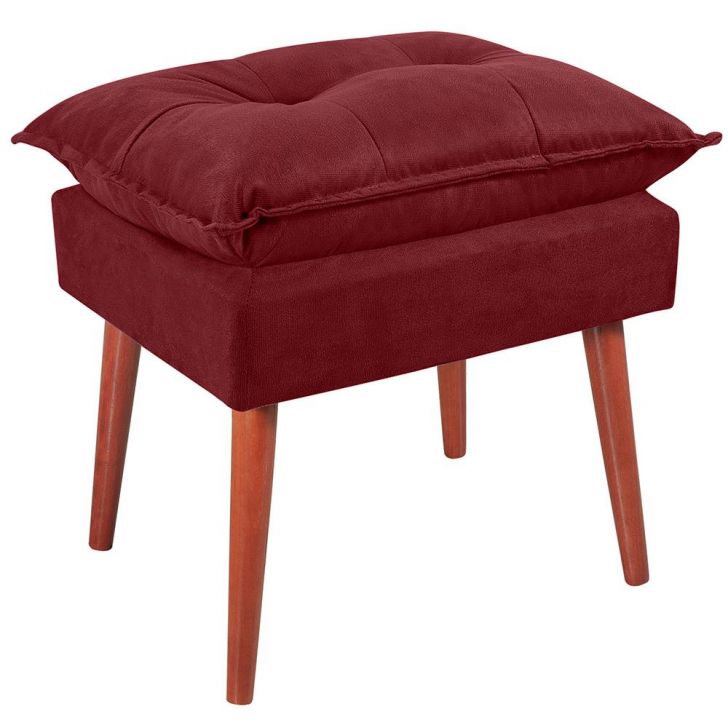 Puff Puf Opall Pes Palito 55x40cm Suede Vermelho Escuro MPassos