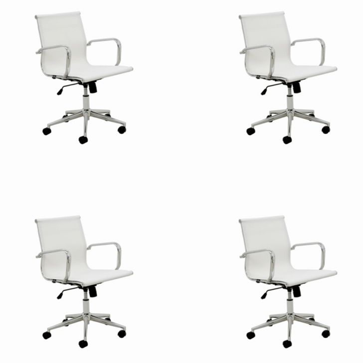 Conjunto com 4 Cadeiras de Escritório Sevilha II Branco