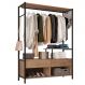 Guarda-Roupa 3 Prateleiras 2 Gavetas Aço Carbono e MDF com e Cabideiro Bianca Preto / Demolição