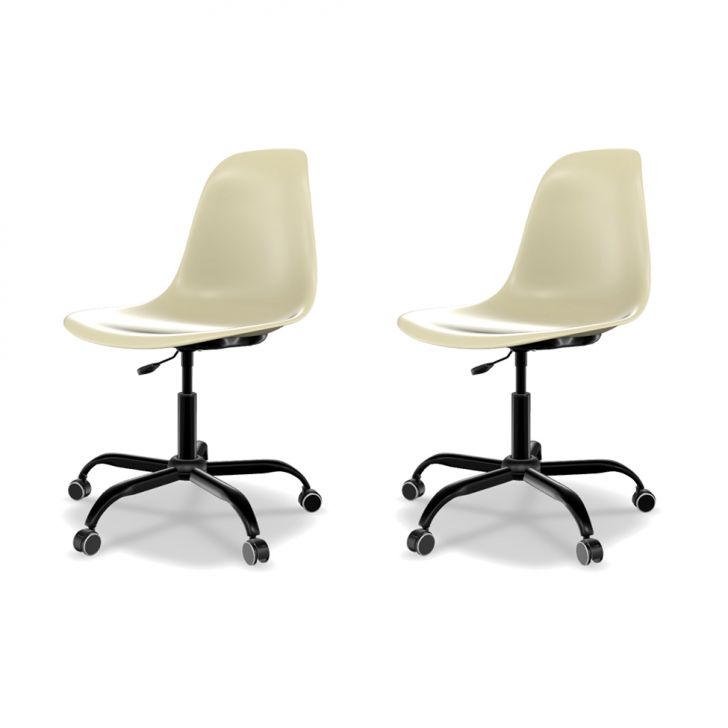 Conjunto com 2 Cadeiras de Escritório Secretária Eames Office Fendi e Preto