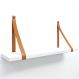 Prateleira em MDF Branco 50x15cm com Alça Caramelo