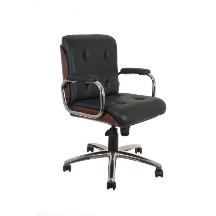Cadeira de Escritório Diretor Wood I Giratória Preta e Tabaco