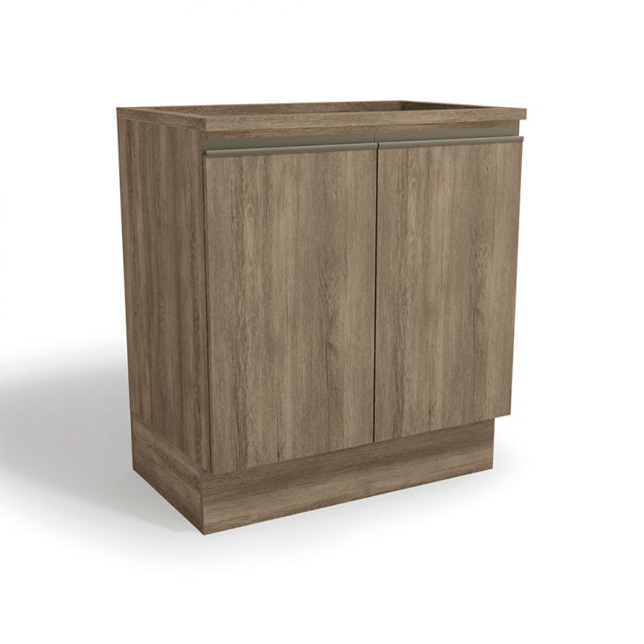 Balcão de Cozinha Bruges com Tampo para Cooktop 2 Portas Nogal 80 cm