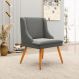 Cadeira Decorativa Sala de Jantar Pés Palito de Madeira Firenze Suede Grafite/Natural G19 - Gran Belo