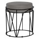 Puff Decorativo Sala de Estar Base Preto Chloe Veludo Cinza G41 - Gran Belo
