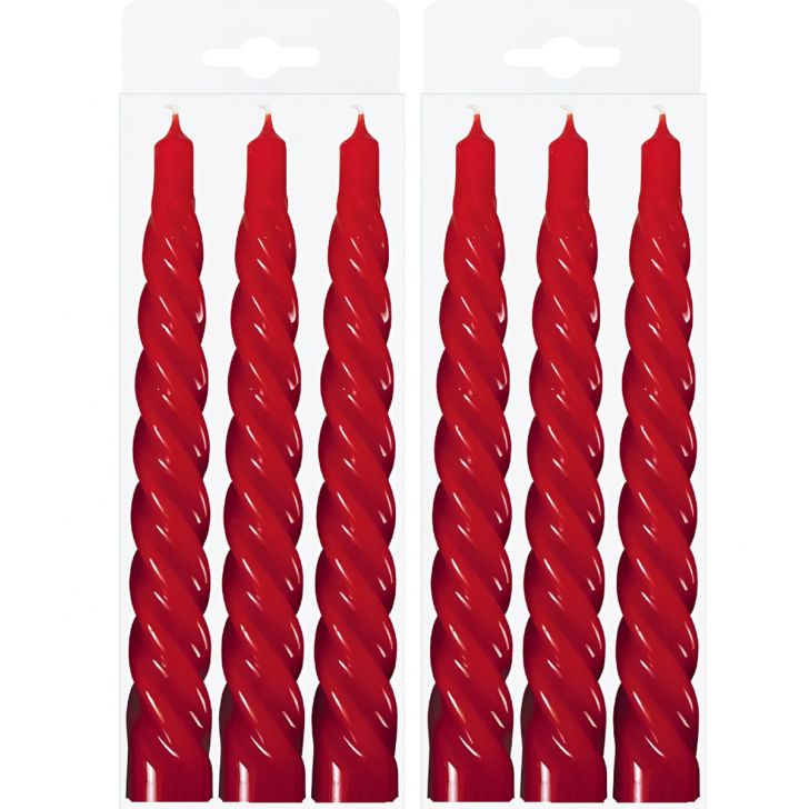 Kit 9 Vela Espiral Natalina Decoração Vermelha Torcida 20cm