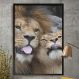 Quadro Decorativo Leão e Leoa com a Língua para fora-34x49Cm