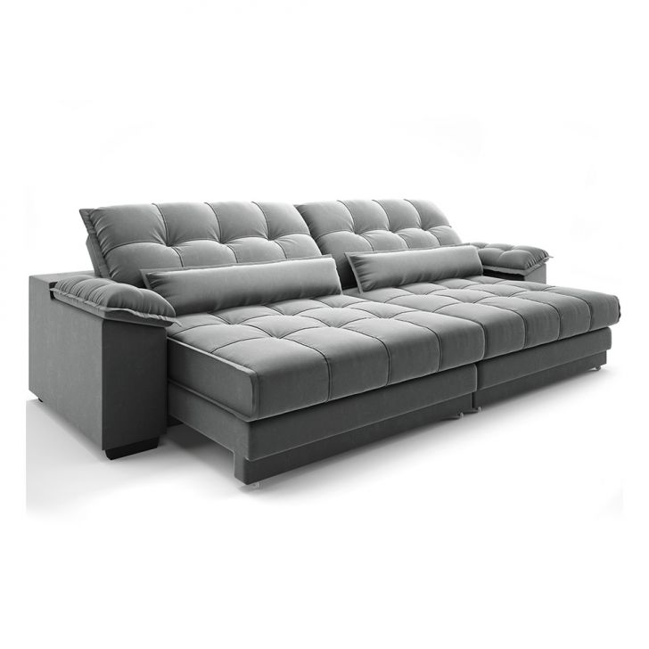Image of Sofá 5 Lugares Retrátil E Reclinável Majestic Veludo Cinza PLA-MO895UP29NPQMOB