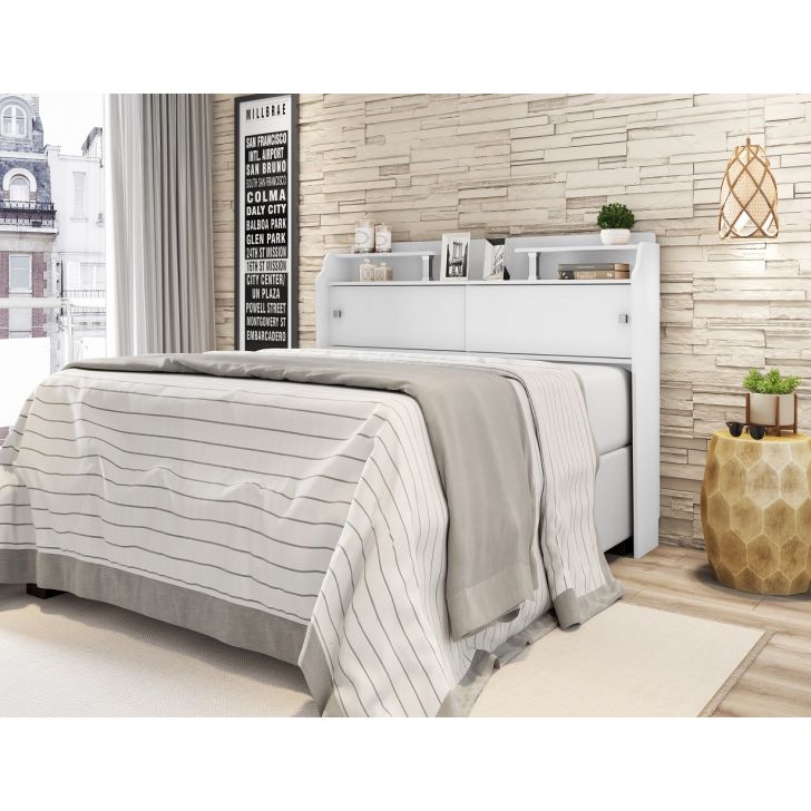 Cabeceira Para Cama Box Casal 138 Elisa Cor BRANCA