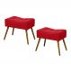 Conjunto 02 Puffs Banqueta Retangular Suede Liso Vermelho - DS Móveis