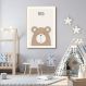 Quadro Infantil Didático Urso 60x43 Filete Marfim