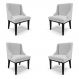 Kit 4 Cadeiras Decorativas Sala de Jantar Base Fixa de Madeira Firenze Linho Cinza/Preto G19 - Gran Belo