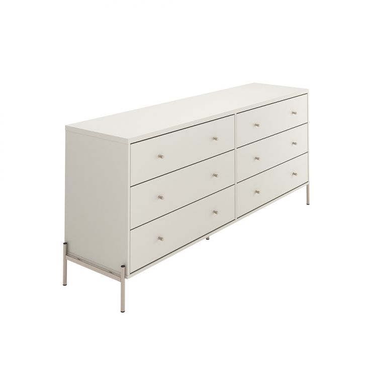 Cômoda Jasper 6 Gavetas Off White e Champanhe