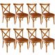 Kit 08 Cadeiras Para Sala de Jantar e Estar Living Estofada Ávila L02 Couríssimo Camel - Lyam