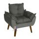 Poltrona Decorativa e Descanso Opala Chumbo com fibra de silicone e pés quadrado SMF DECOR
