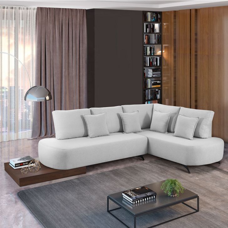 Image of Sofá 4 Lugares Paris Com Apoio Lateral Linho Cinza Claro PLA-ES745UP19KFCMOB