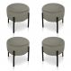 Kit 04 Puffs Iron Suede Marrom Rato Base Preto Palito D'Rossi