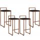 Kit 04 Banquetas Alta Para Cozinha Sala De Jantar Hanna L02 Bronze Corano Preto - Lyam Decor