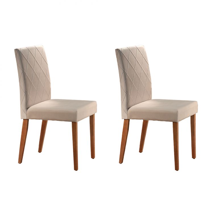Conjunto com 2 Cadeiras de Jantar Tália I Creme