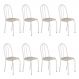 Kit 8 Cadeiras de Cozinha Califórnia Estampado Rattan Bege Pés de Ferro Branco - Pallazio
