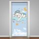 Adesivo para Porta Ursinho Dormindo Na Nuvem-63X210Cm