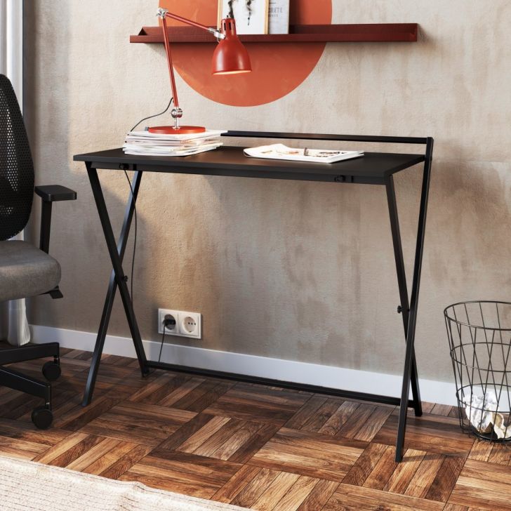 Mesa e Escrivaninha Dobrável Simples Multiuso Grafite