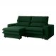 Sofá 2 Lugares Retrátil Noruega 230 cm Veludo Verde Militar Pés Tabaco - D'Rossi