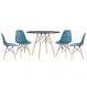Mesa redonda Eames 100 cm preto + 4 cadeiras Eiffel DSW Turquesa