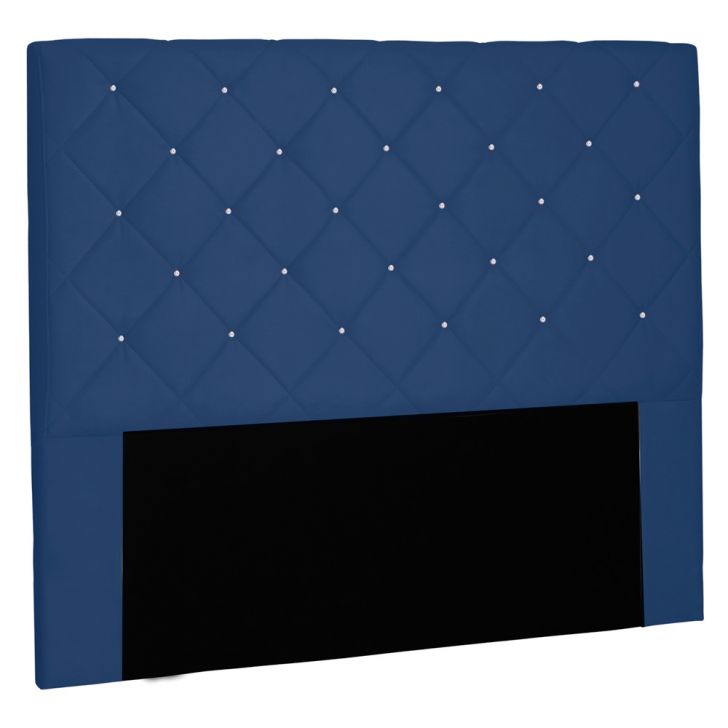 Cabeceira Estofada Cama Box Casal Tânia 140cm Suede Azul Marinho - Desk Design