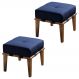 Kit 02 Puffs Decorativos 45cm Martínez Veludo Pés Madeira Azul/Mel G62 - Gran Belo