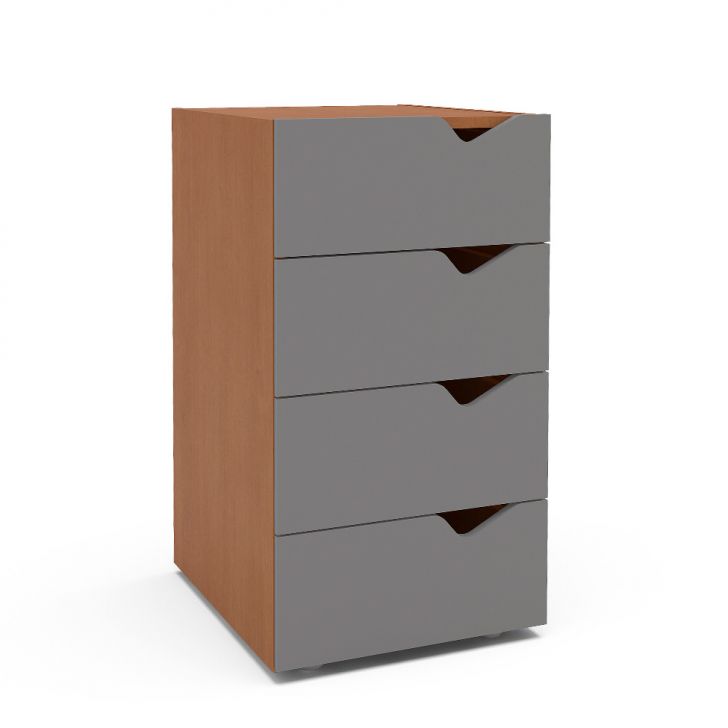 Gaveteiro Porto 4 Gavetas Freijó e Cinza