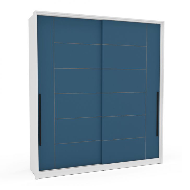 Guarda-roupa Casal Lisboa 2 Portas 2 Gavetas Branco E Azul