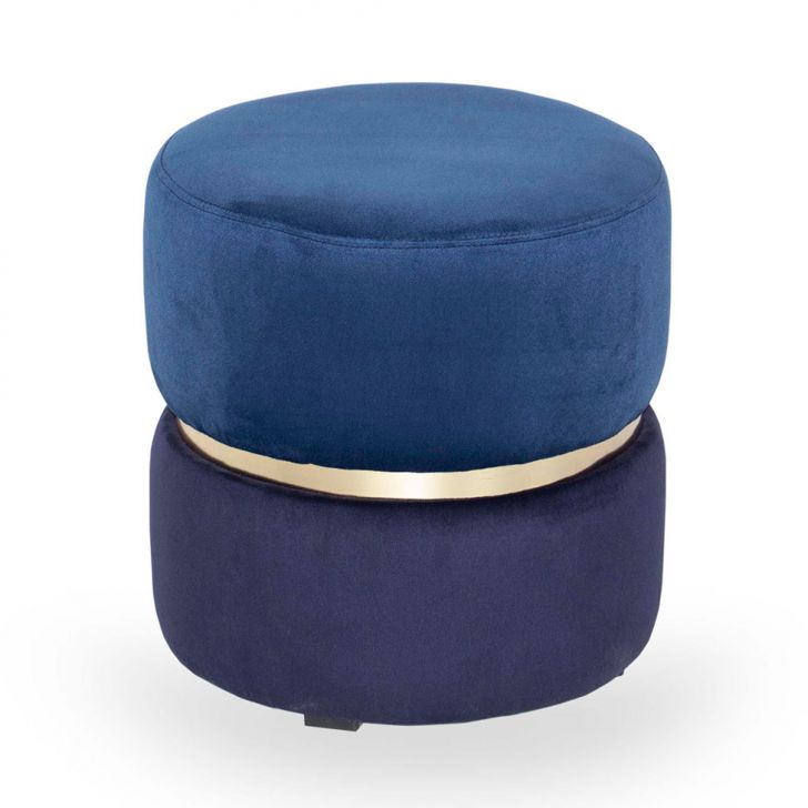 Puff Round Rainbown Veludo Royal E Marinho