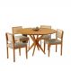 Conjunto Mesa de Jantar Simpatia Redonda com 4 Cadeiras Jade 03 Veludo Bege