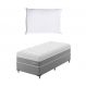 Cama Box Solteiro com Colchão Sublime Mola Ensacada e Espuma Viscoelástica (32x88x188) Cinza e Branco com Travesseiro Guldi Soft Nasa Branco