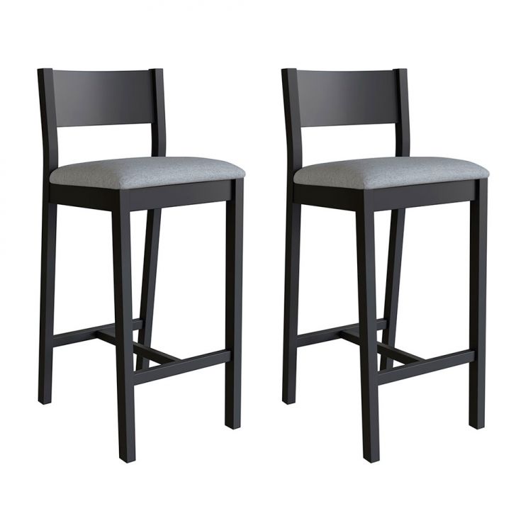 Conjunto com 2 Banquetas Manu Algodão Cinza e Preta