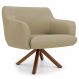 Poltrona Decorativa Giratória Base Giromad Madeira Jade B-68 Veludo Bege - Domi