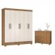 Jogo de Quarto Roupeiro e Comoda Vicente Amendola Off-White